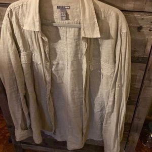 H&M Beige Linen Button down, great to wear over ANYTHING! Flawless